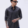 Black and Grey Stripes Twill ShirtUnited By Hope