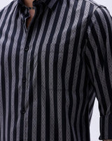 Black and Grey Stripes Twill ShirtUnited By Hope