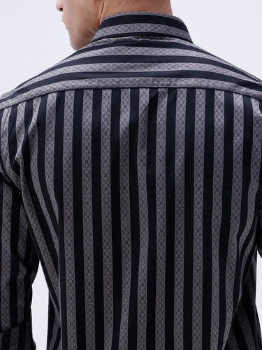 Black and Grey Stripes Twill ShirtUnited By Hope