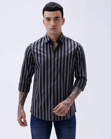 Black and Grey Stripes Twill ShirtUnited By Hope