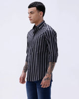 Black and Grey Stripes Twill ShirtUnited By Hope