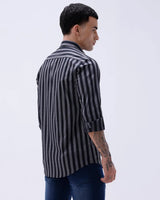 Black and Grey Stripes Twill ShirtUnited By Hope