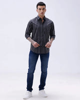 Black and Grey Stripes Twill ShirtUnited By Hope