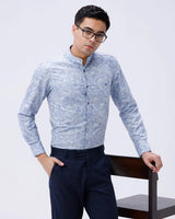 Blue Cotton Melange Printed ShirtUnited By Hope