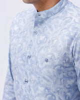 Blue Cotton Melange Printed ShirtUnited By Hope