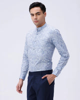 Blue Cotton Melange Printed ShirtUnited By Hope