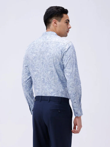 Blue Cotton Melange Printed ShirtUnited By Hope