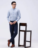 Blue Cotton Melange Printed ShirtUnited By Hope