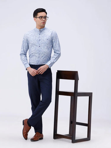 Blue Cotton Melange Printed ShirtUnited By Hope