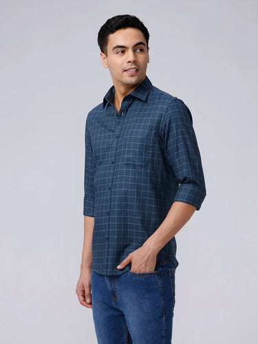 Blue Dobby Checks ShirtUnited By Hope