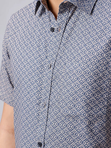 Blue Dobby Prints ShirtUnited By Hope
