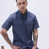Blue Waffle Dobby Plain Short Sleeve ShirtUnited By Hope