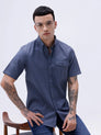 Blue Waffle Dobby Plain Short Sleeve ShirtUnited By Hope