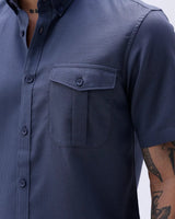 Blue Waffle Dobby Plain Short Sleeve ShirtUnited By Hope