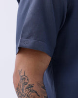 Blue Waffle Dobby Plain Short Sleeve ShirtUnited By Hope