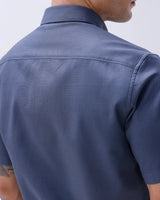 Blue Waffle Dobby Plain Short Sleeve ShirtUnited By Hope
