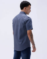 Blue Waffle Dobby Plain Short Sleeve ShirtUnited By Hope