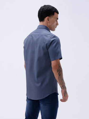 Blue Waffle Dobby Plain Short Sleeve ShirtUnited By Hope