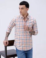 Blue and Beige Checks Dobby ShirtUnited By Hope