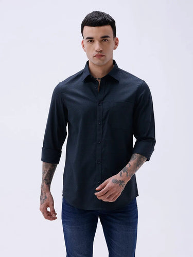 Blue and Black Structured Dobby ShirtUnited By Hope