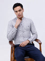 Blue and Grey Cotton Melange Printed ShirtUnited By Hope