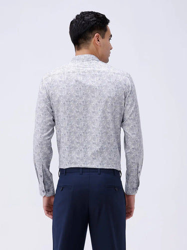 Blue and Grey Cotton Melange Printed ShirtUnited By Hope