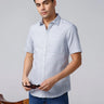 Blue and Grey Printed Dobby ShirtUnited By Hope