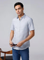 Blue and Grey Printed Dobby ShirtUnited By Hope