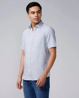 Blue and Grey Printed Dobby ShirtUnited By Hope