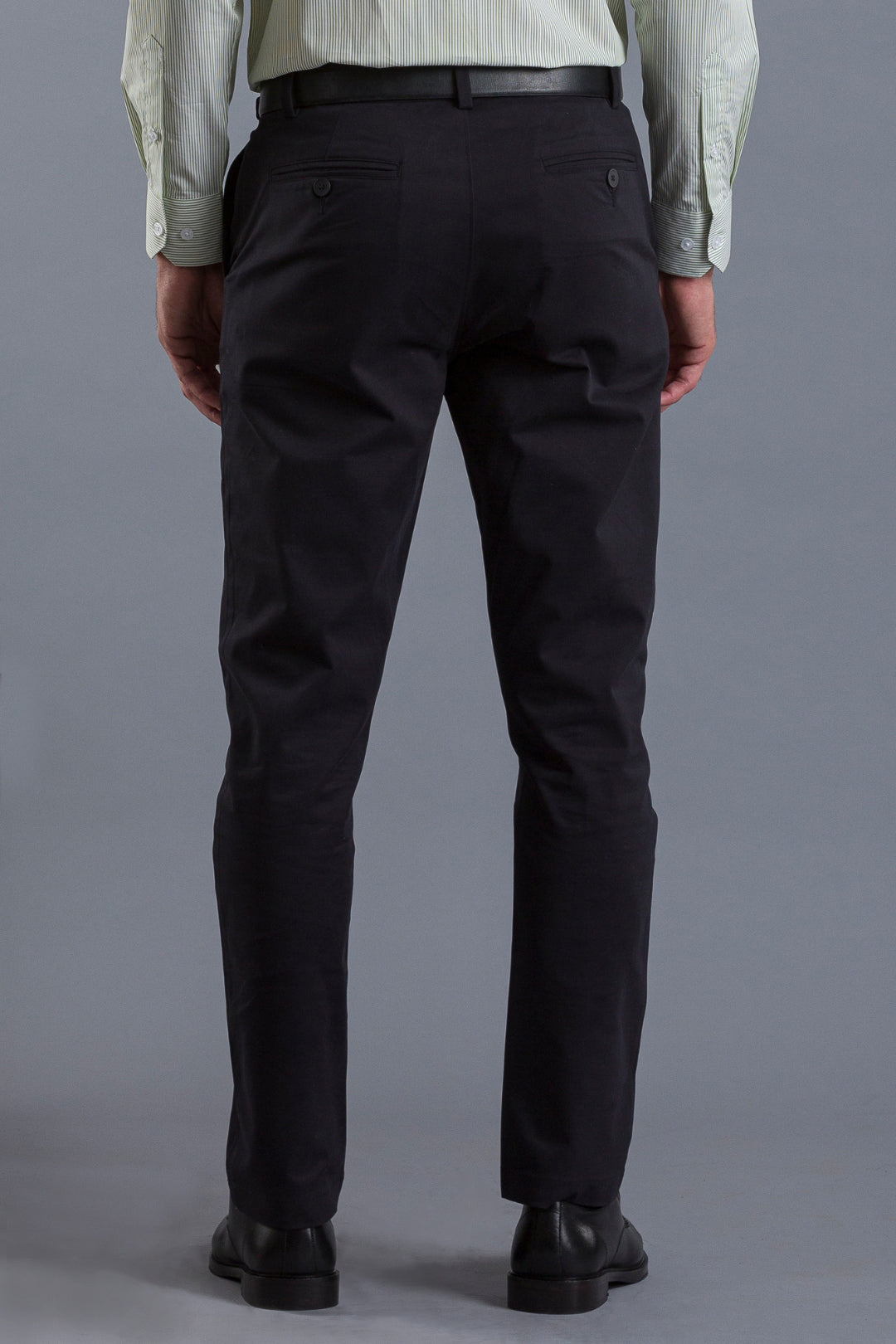 Black cotton chino trousers