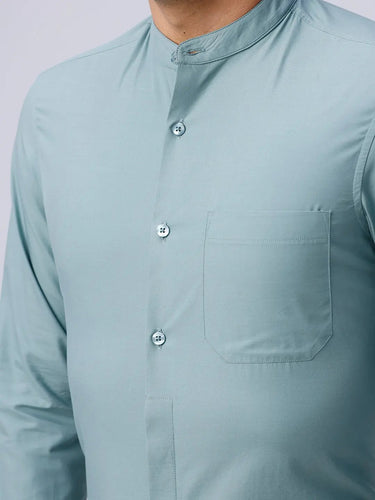 Green Cotton Tencel Plain ShirtUnited By Hope
