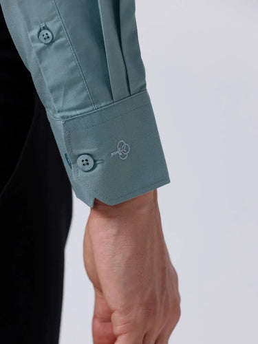 Green Cotton Tencel Plain ShirtUnited By Hope