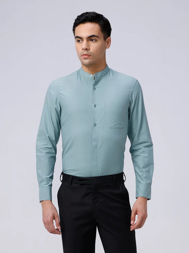 Green Cotton Tencel Plain ShirtUnited By Hope