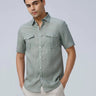 Green Double Pocket Short Sleeve Linen ShirtUnited By Hope