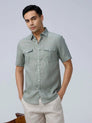Green Double Pocket Short Sleeve Linen ShirtUnited By Hope