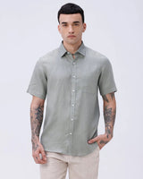 Green Short Sleeve Linen ShirtUnited By Hope