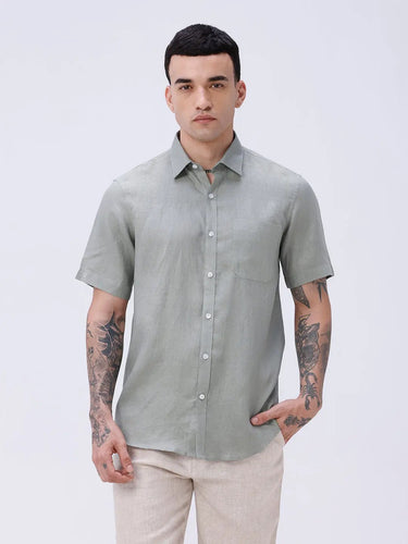 Green Short Sleeve Linen ShirtUnited By Hope
