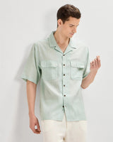Green oversized striped linen shirtUnited By Hope