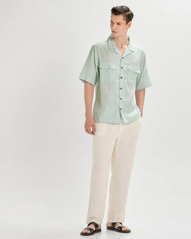Green oversized striped linen shirtUnited By Hope