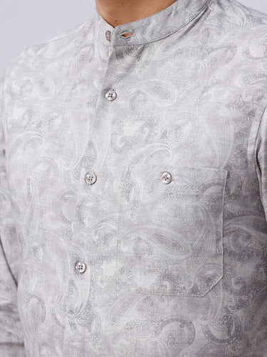 Grey Cotton Melange Prints ShirtUnited By Hope