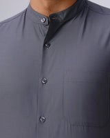 Grey Cotton Tencel Plain ShirtUnited By Hope