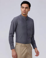 Grey Cotton Tencel Plain ShirtUnited By Hope