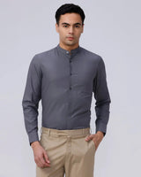 Grey Cotton Tencel Plain ShirtUnited By Hope