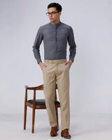 Grey Cotton Tencel Plain ShirtUnited By Hope
