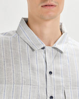 Grey oversized striped linen shirtUnited By Hope