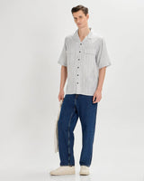 Grey oversized striped linen shirtUnited By Hope