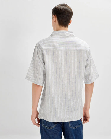 Grey oversized striped linen shirtUnited By Hope