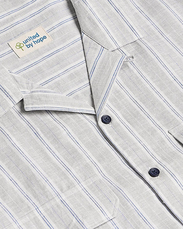 Grey oversized striped linen shirtUnited By Hope