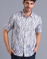 Grey stripes printed linen shirtUnited By Hope