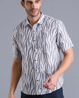 Grey stripes printed linen shirtUnited By Hope